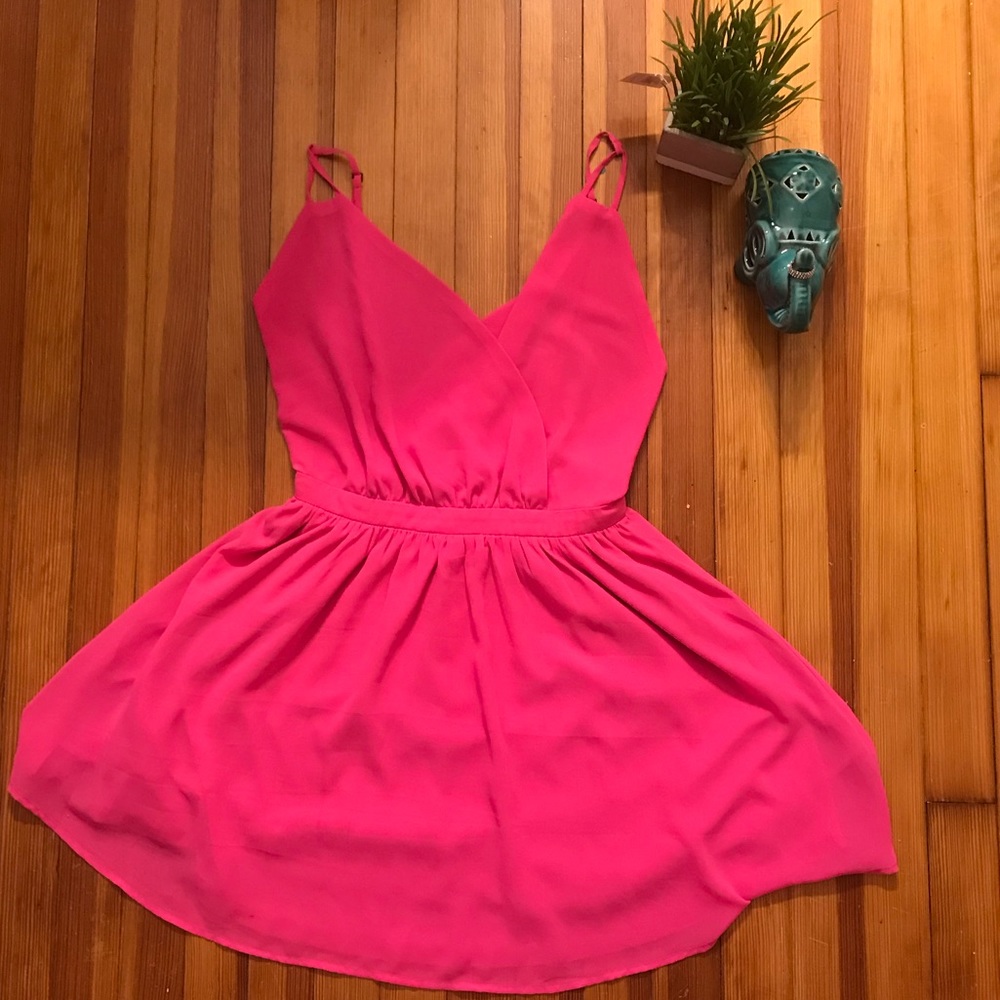 Hot Pink Forever 21 Open Back Strap Dress